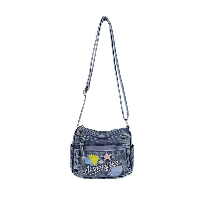 Bestickte Handytasche Jeans-Tasche Damen Umhängetasche
