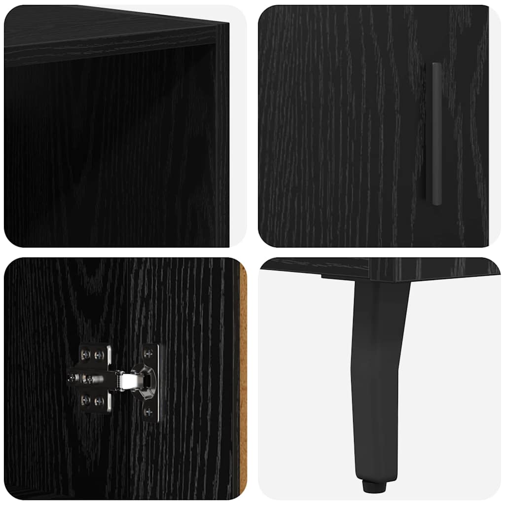 Highboard in Black Oak Look 69.5 x 34 x 180 cm