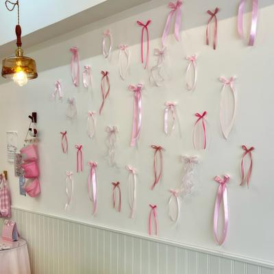 Ribbon Bow Wall Backdrop Pink Blue White Satin Bow Wall Decor for Bridal Shower Wedding Bachelorette Birthday Baby Shower Decor
