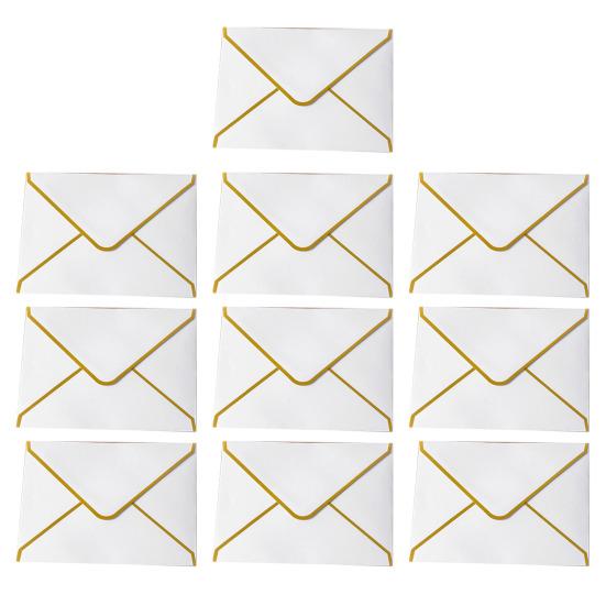 10Pcs Hot Stamping Envelope Golden Border Blanks V-Flap Design Envelope Greeting Cards Invitations Notes Envelopes