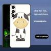 Cute Cartoon Black And White Cow For Samsung Galaxy S25 S24 S23 Ultra S22 S21 Plus S20 Black Soft Silicone Protective Case
