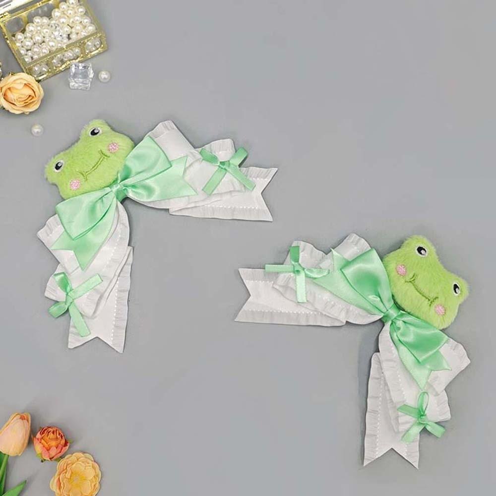 1 пара Мультяшные Животные Сатиновые Банты Заколки Y2K Лолита Девочки Заколки Лолита Зажимы для Волос Вечеринка зелёный