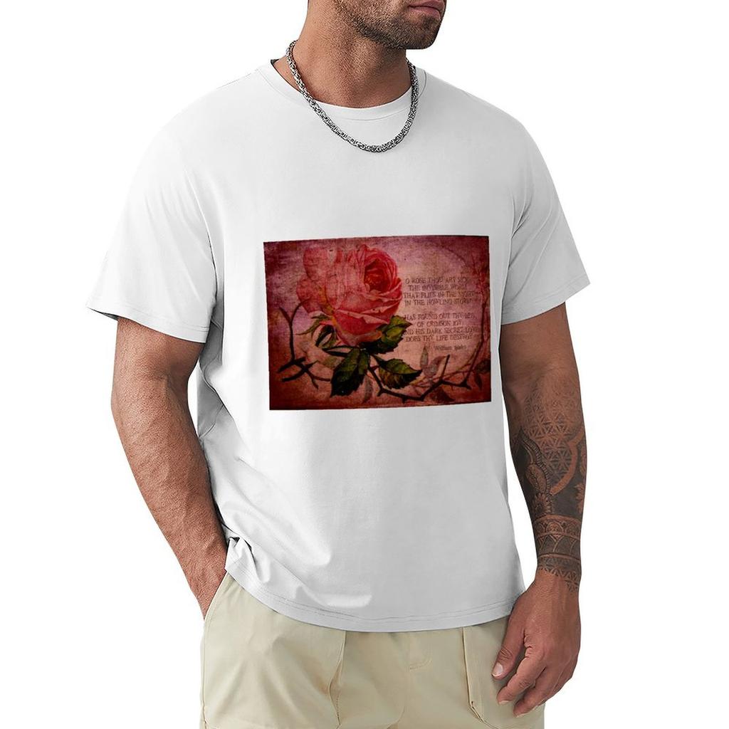 O Rose Thou Art Sick TShirt vintage graphic tee blacks baggy shirts men workout shirt