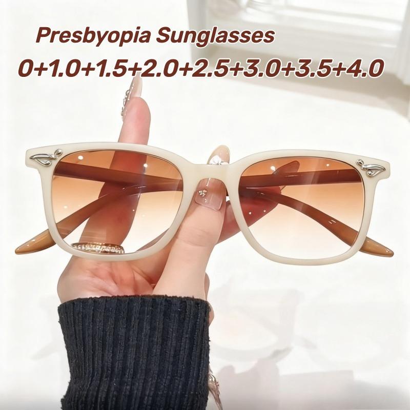 New Tea-Coloured Uv-Protective Reading Glasses Women'S Ins Style Large-Frame Square Ultra-Light Reading Glasses Men Goggles