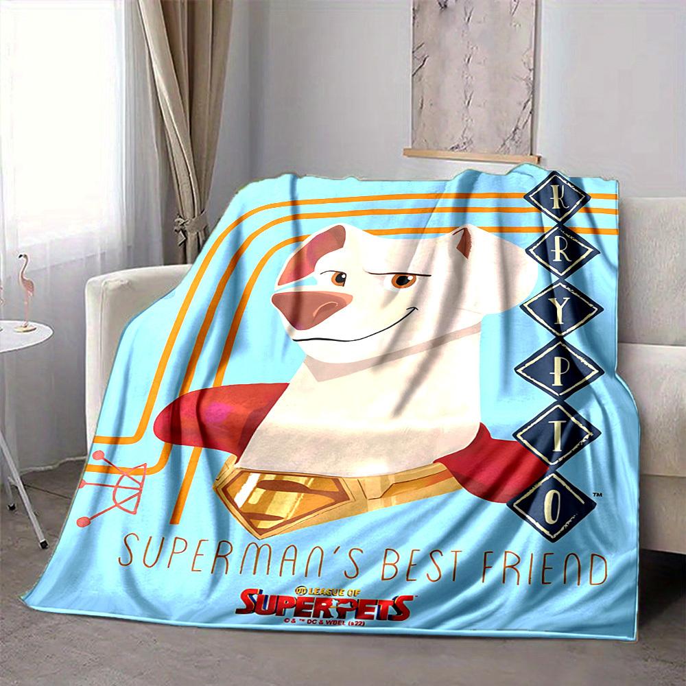 1pc DC Superdog Krypto Flannel Throw Blanket Lightweight Soft Warm All Season Blanket for Sofa, Bed, Travel,L1028037