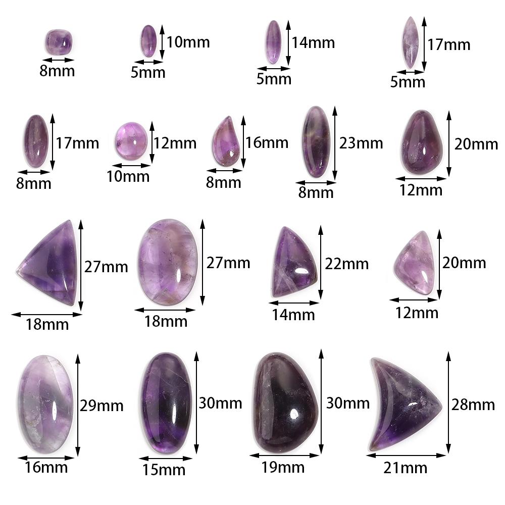 2-5 Stück/Los Natürliche Steinkabochonen Unregelmäßig Oval Quadrat Wassertropfenförmig Amethyst-Kabochon Für DIY Ringe Halsketten Zubehör