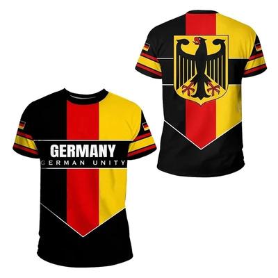 Summer Round Neck 3D German Flag Print Top Fashionable Casual Sport Short Sleeved Men's T-shirts