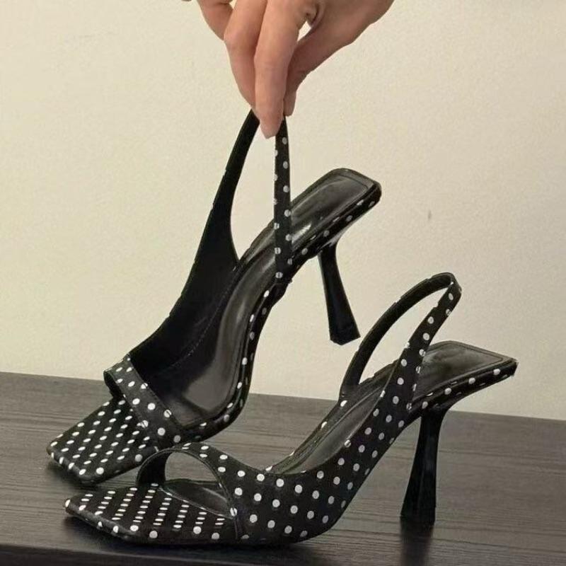 Fashion New Fashion Polka Dot Black and White with A Group of High Heels with Sandals Women's High Heels Go Out Light Sexy Women's Shoes