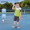 MQDMINI Boys' Cat & Fish Cool Antibacterial Short-Sleeve Set