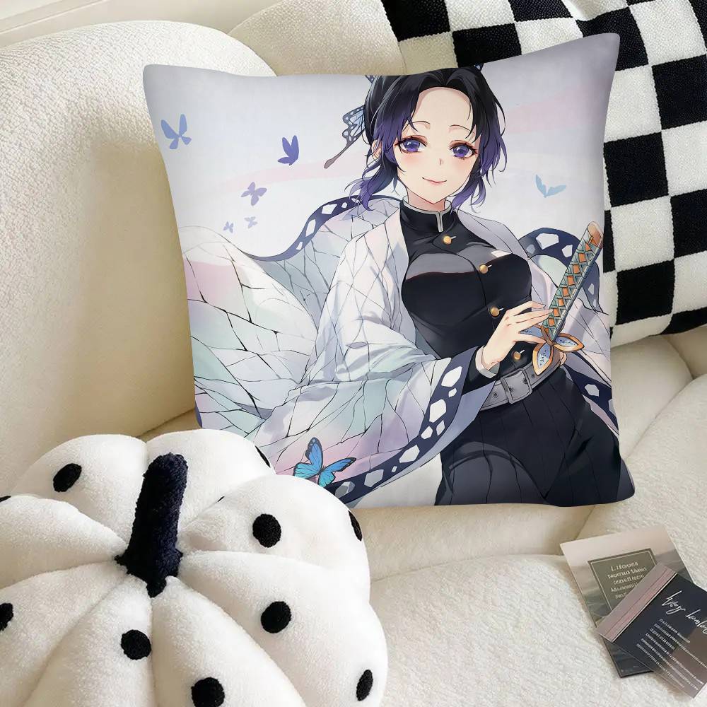 Anime Demon Slayer Shinobu Kocho Pillow Case Fashion Square Pillowcase Bedroom Sofa Room Ins Decoration Leisure