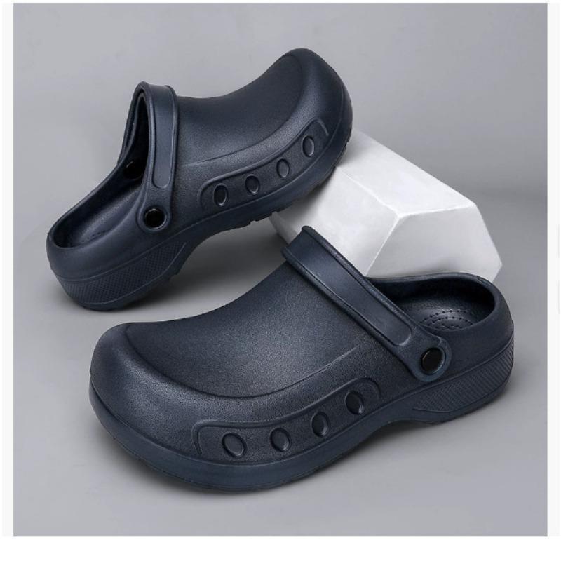 Men Waterproof EVA Work Clogs Non-Slip Closed-Toe Nursing Chef Shoes with Adjustable Heel Strap