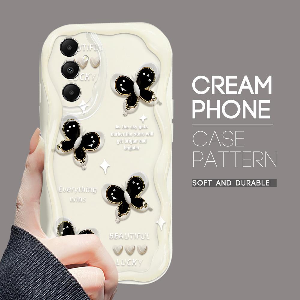 

Милый мультяшный узор, кремовая текстура, мягкий силиконовый чехол с волнистыми краями, чехол для телефона Samsung Samsung A55 5G белый