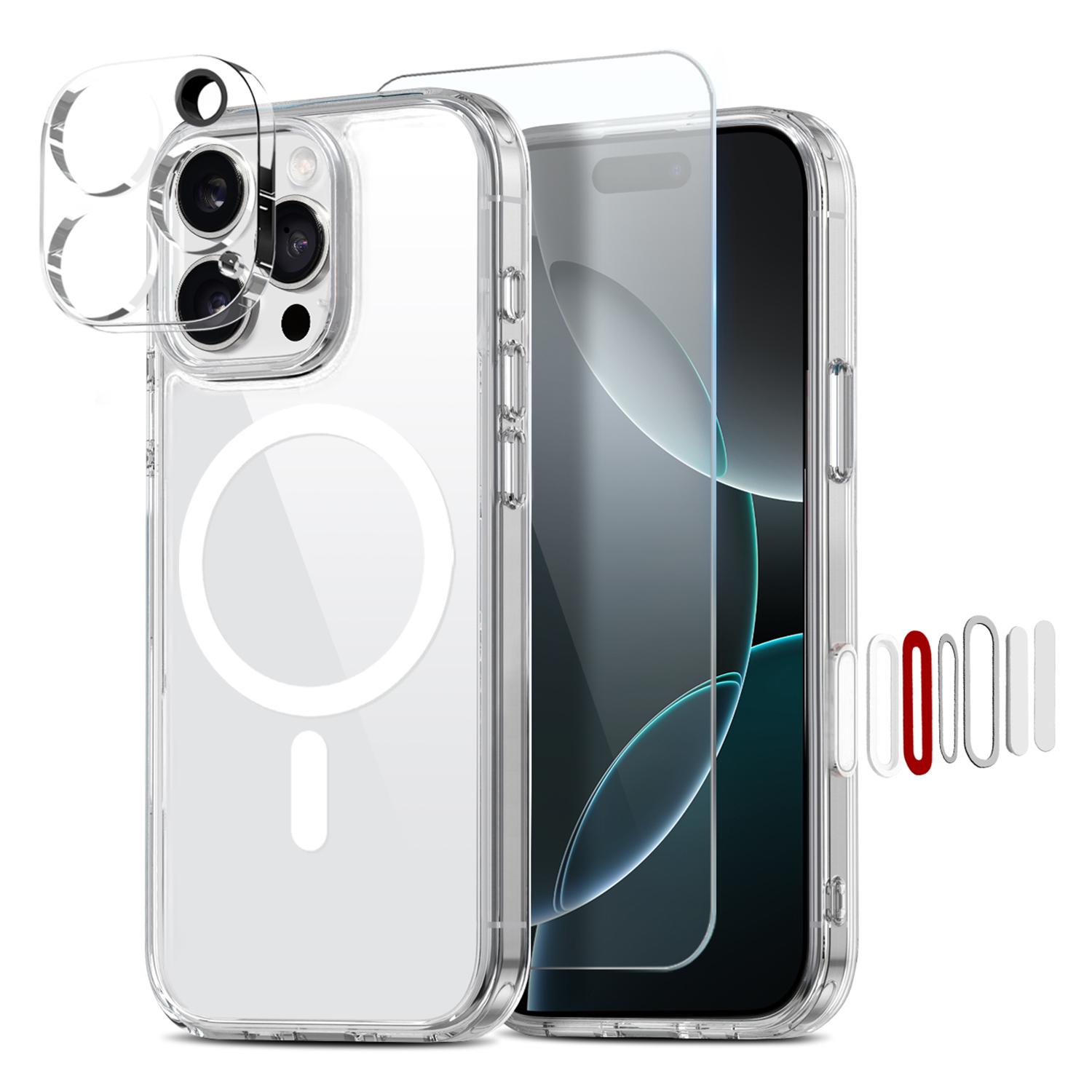 

NORTHJO For iPhone 16 Pro Magnetic Case PC+TPU Phone Cover Set with Front Screen Protector+Lens Film Type A