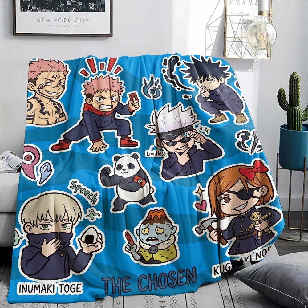 1PC Jujutsu Kaisen Patterned Flannel Blanket Suitable For All Seasons For Home Decor Warmth And Comfort Gifts Holiday Present