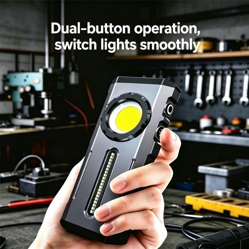 COB Work Light Type-C Rechargeable Flashlight with RGB Light Portable Hat Clip Lamp for Camping & Emergency
