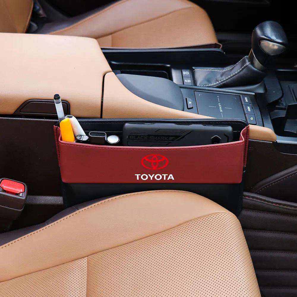 Leather Car Seat Gap Organizer Crevice Storage Box Bags Car Goods For Toyota Prado Rav4 Yaris Hilux Prius Avensis Corolla Camry