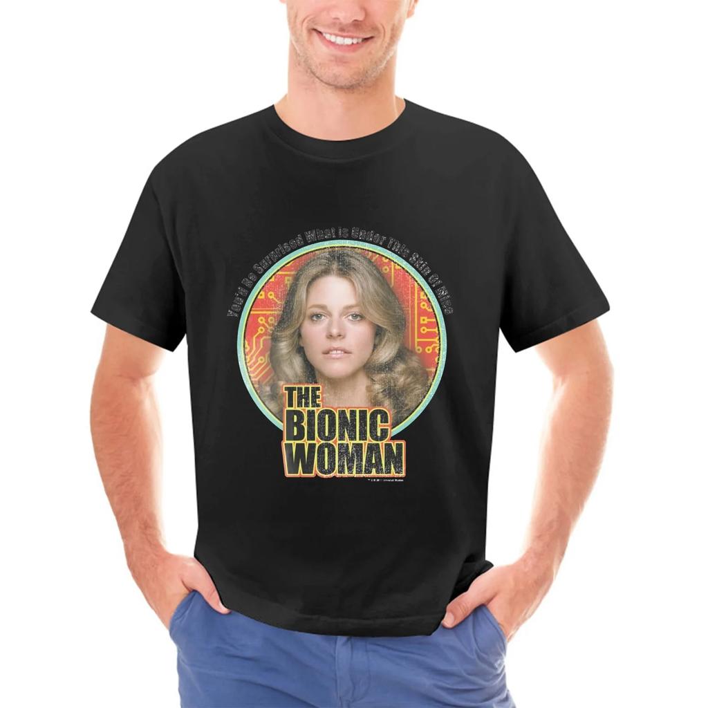 The Bionic Woman T-shirt retro 70's 80s TV Six Million Dollar Man white NBC539