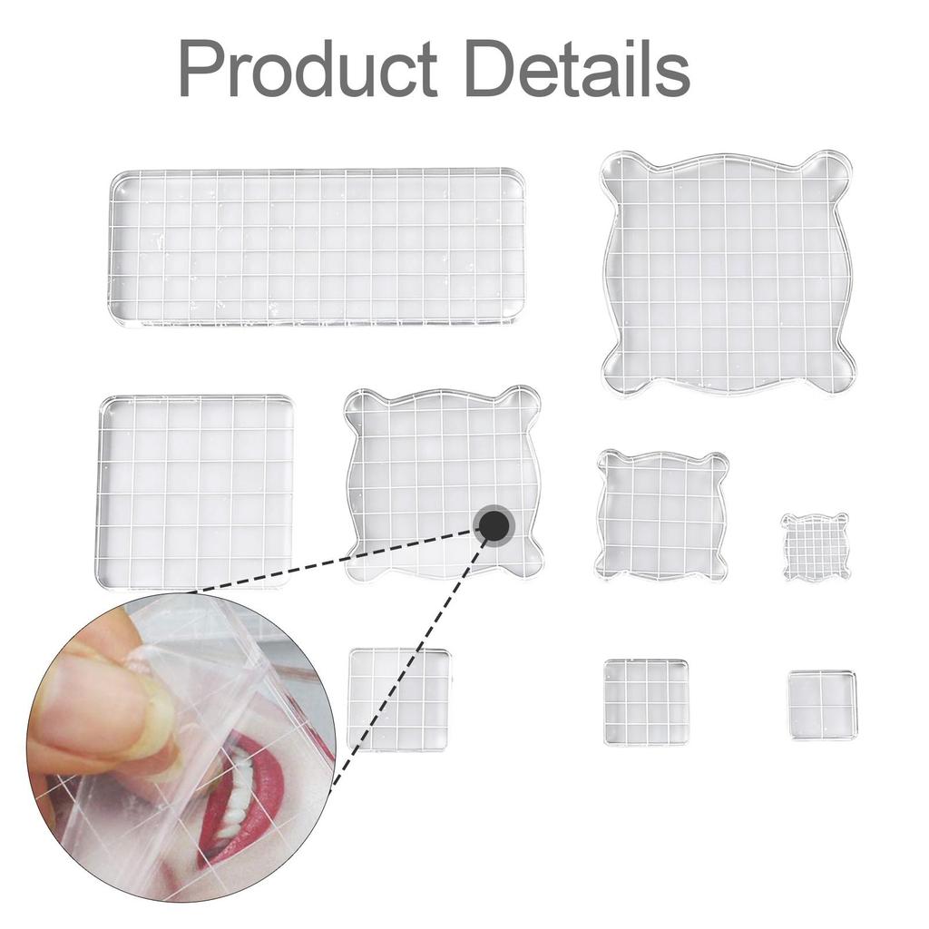 10Pcs Acrylic Stamp Blocks with Grid Lines Sturdy Accessories Clear Scrapbooking Blocks
