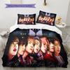 Juego de ropa de cama con estampado de grupo Kpop, funda nórdica, funda de almohada, decoración del hogar, regalo (1 * funda nórdica + 2 * fundas de almohada, sin núcleo)