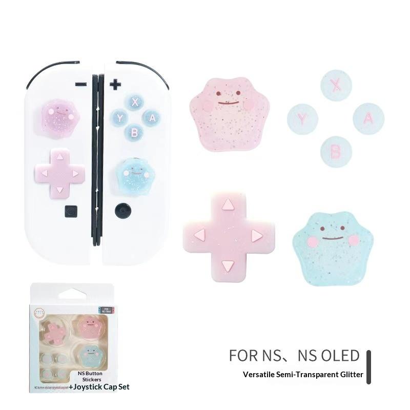 Cute Bling Silicone Soft D-pad Button ABXY Key Sticker Skin Case For Switch 2/NS Oled Joy-con Thumb Stick Grip Cap Cover