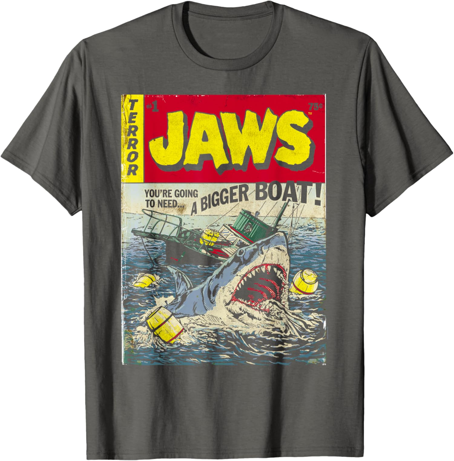 ZX Summer Hot Sale Jaws Pulp Attack Movie 50th Anniversary Shark Unisex TShirt Mens Round Neck Tshirt S
