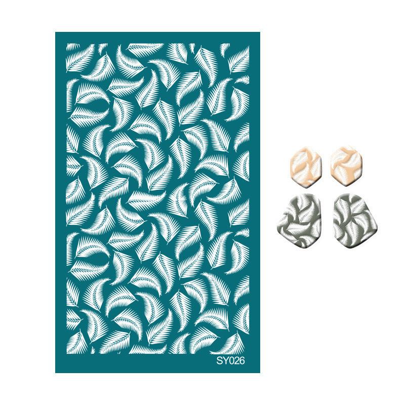 23 Styles Self-Adhesive Silk Screen Stencils for Polymer Clay Palm Leaves Reusable Mesh Transfer Printing Earring Jewelry Making