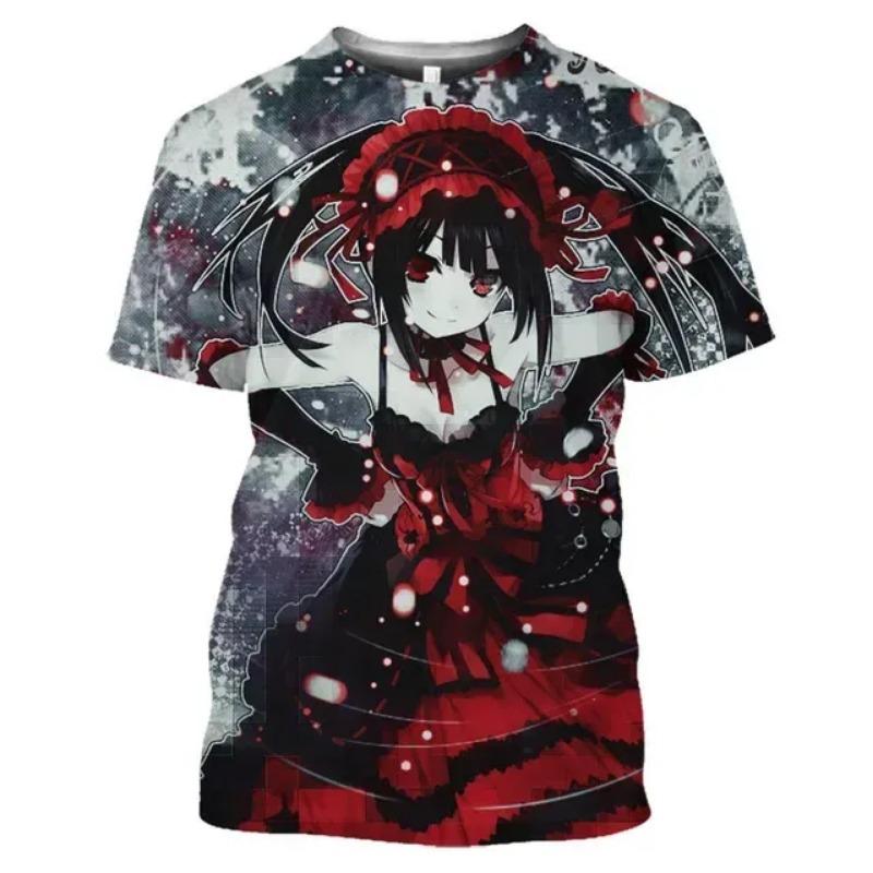 Mangas Date A Live Tokisaki Kurumi Sexy Girls Otaku Graphic 3D T-Shirts Anime Short Sleeve Harajuku Shirt for Men Tees Tops