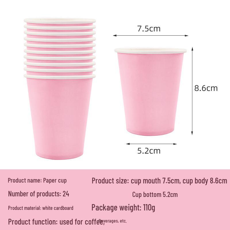 Macaron Pink Party Supplies Set: Disposable Plates, Cups, Napkins & Cutlery