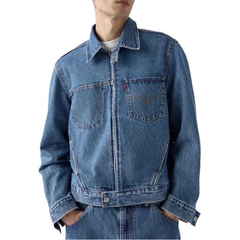 Levis Wygodna Wszechstronna Codzienna Kurtka Dżinsowa z Klapami o Luźnym Kroju Męska kurtki 003M3-0001