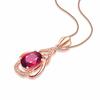 18K Gold-Plated Korean Garnet Pendant Necklace for Women