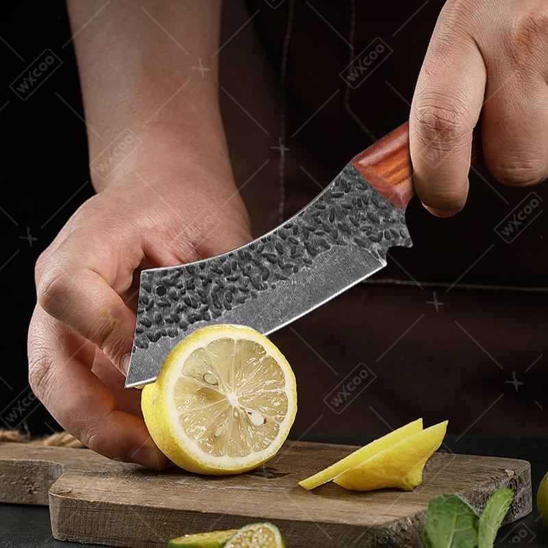 WXCOO Stainless Steel Kitchen Knife with Wooden Handle Multifunctional Butcher Knife Sharp Edge Hand Forged Butcher Knife