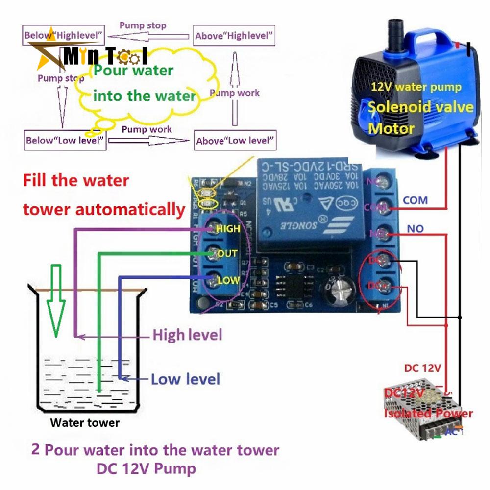 DC 12V 2 In 1 Pump Pour Water Controller Liquid Level Sensor Switch Relay Module for Motor Fish Tank Waterhouse Power Supply