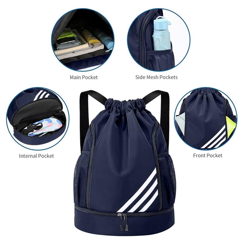 New Design Sports Backpacks Soccer Drawstring Bag Gym Backpack Travel Hiking Draw String Back Bag Multi-Pocket Waterproof