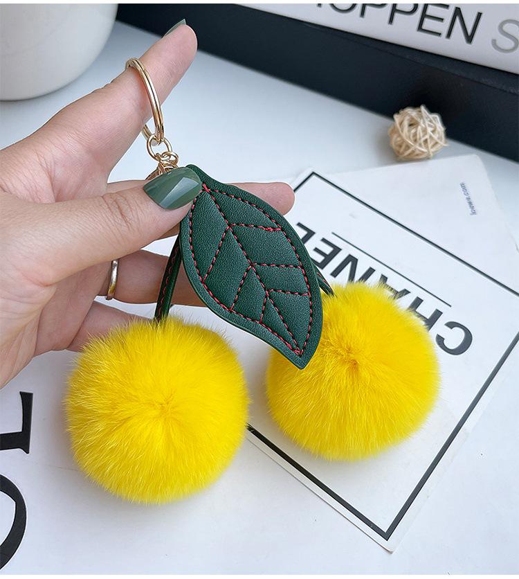 Plush Cherry Faux Mink Fur Keychain & Bag Charm