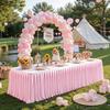 Satin Pleated Table Skirt 4/6/8FT Tablecloth for Wedding Banquet Conference Party Stage Decoration Rectangular Table Cover