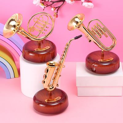 Music Box Classical Trumpet / French Horn / Saxophone Home Decoration Figurine Vintage Music Box Ornament Gifts for Kids