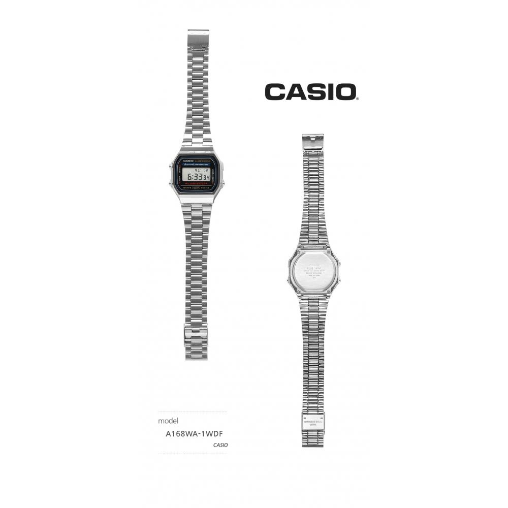 Casio A168wa 1wdf  A168wa 1w  Montre Métal Carrée Numérique Vintage Rétro Public