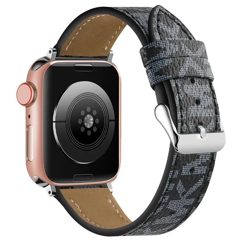 Luxury Watch Bands Compatible With Apple Watch Band 38mm 40mm 41mm 42mm 44mm 45mm, Designer Retro Leather Band Strap Classic Ban