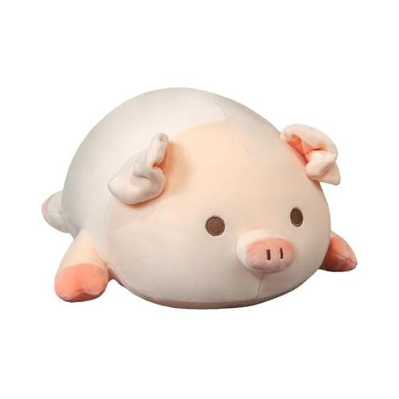 Pig Stuffed Animal Cushion Cute Hugging Pillow Animal Chewy Fluffy Co-Sleeping Soothing (Pig with Open Eyes (50cm))