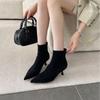2025 new pointed stiletto suede rear zipper fashion Martin Chelsea women's shoes