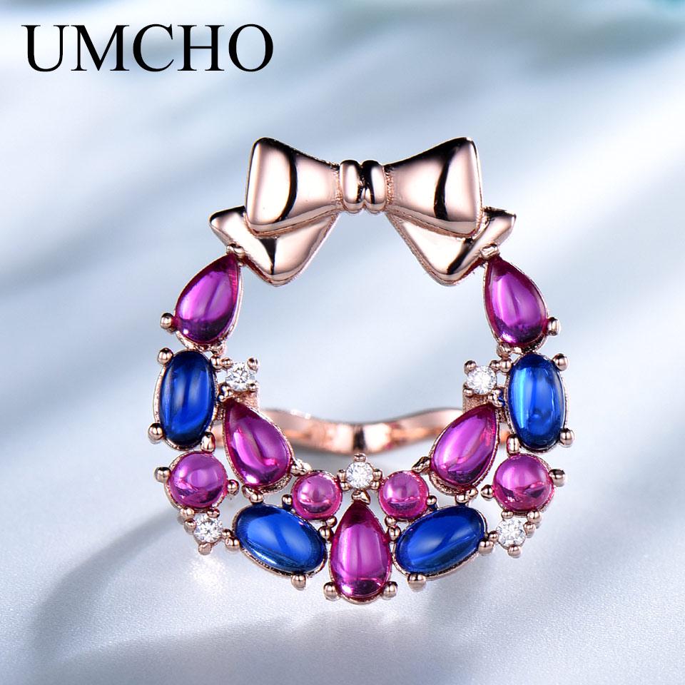 

Милые рождественские кольца с нано-рубинами, розовым золотом, белым цирконием 925 пробы 9