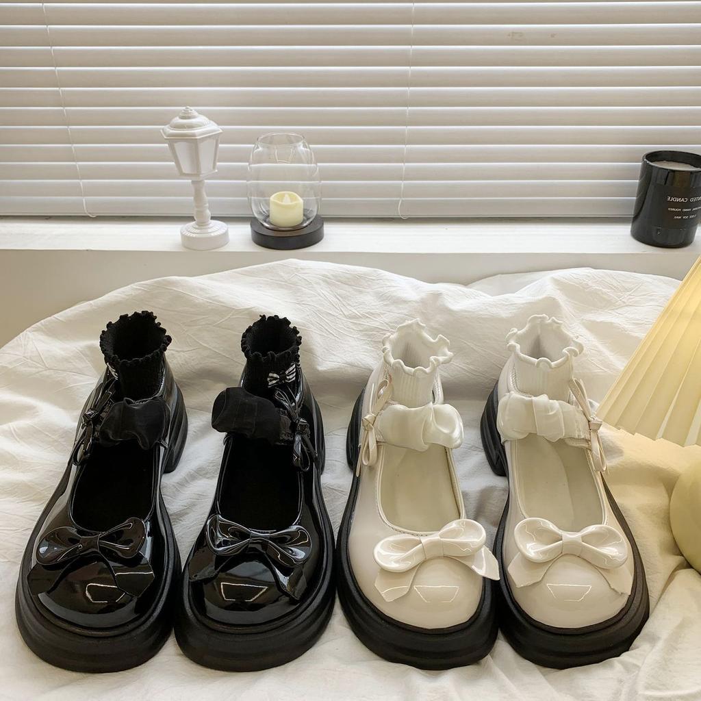 Thick-soled shallow-mouth Mary Jane single shoes 2025 spring and summer new fashion versatile Japanese college style thick-heeled small leather shoes