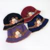 Handmade Knit Bucket Hat for Woman Teenagers Outdoor Floppy Flower Fisherman Hat Wide Brim Winter Autumn Travel Hat