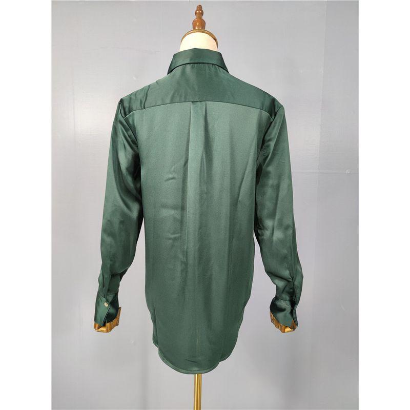 Foreign Trade Order R Home Autumn New Long sleeve High Quality Smooth Fabric Bright Silk Breasted All-Match Commuter Top Shirts