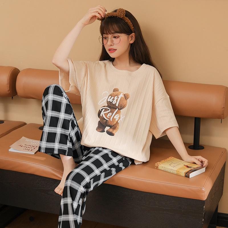 Women's Korean Style Summer Cartoon Homewear Set