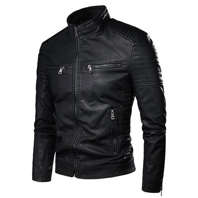 Men Autumn Causal Vintage Leather Jacket Coat Men Spring Outfit Design Motor Biker Pocket Pu Leather Jacket Men 