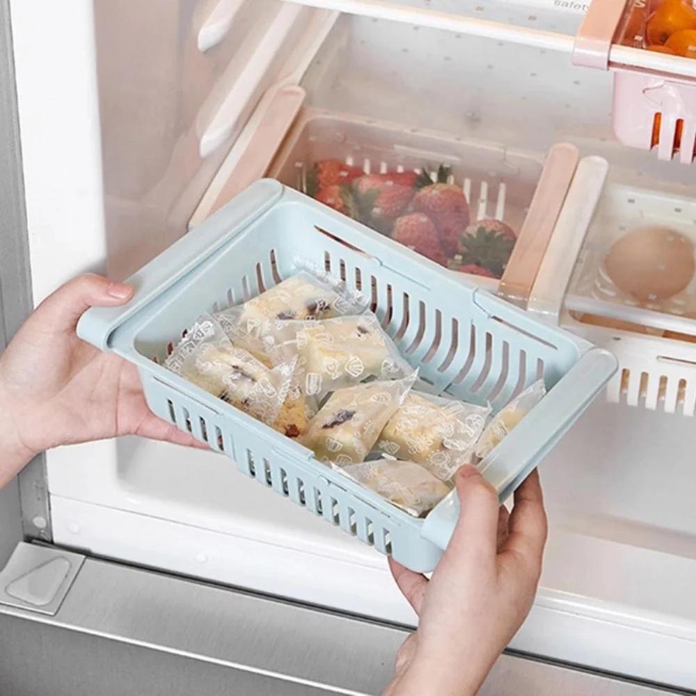 Telescopic Refrigerator Storage Basket, Home Storage Box, Egg Storage and Organizing Box, Refrigerator Shelf