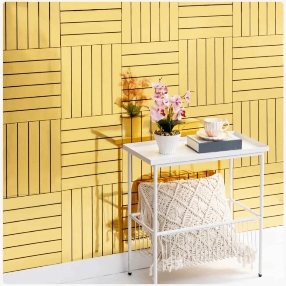 10PCS Self-Adhesive Faux Grille Mirror Wall Sticker Stripe Pattern Waterproof Mirror Wallpaper Square Shining Surface