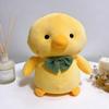 Soft Duck Plush Toy Cute Yellow Stuffed Animal Duck With Green Bow Kawaii Plushie Pillow For Sleeping Companion Room Decor