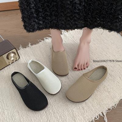 Mocassini a Punta Quadrata in Rete Monocolore alla Moda Scarpe Piatte da Donna Poco Profonde Scarpe da Ballo in Maglia a Fondo Morbido Scarpe Casual Slip-on da Barca